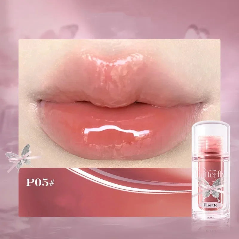 FLORTTE Butterfly Mirror Lip Gloss – Jelly Tint & Plumping Glaze