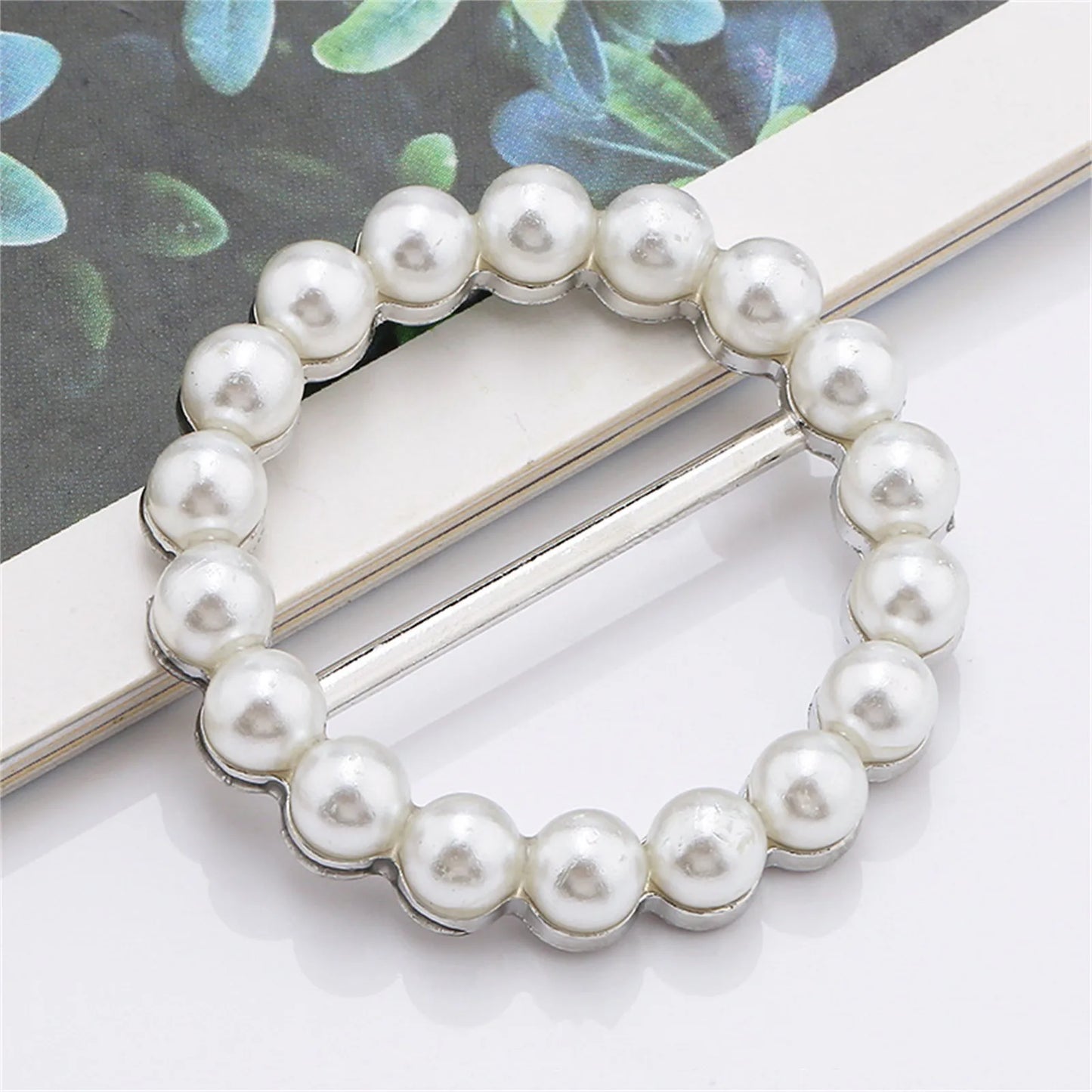 New Fashion Corner Hem Waist Knotted Brooches Crystal Pearl Metal Hijab Scarf Ring Button Shirt T-shirt Fixed Buckle Accessories Peaceful Pleasures Health and Wellness H One Size