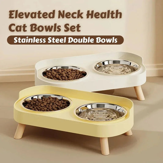 Elevated Pet Feeder – Dual Stainless Steel Bowls | Raised Stand Elevated Pet Feeder Peaceful Pleasures Health and Wellness