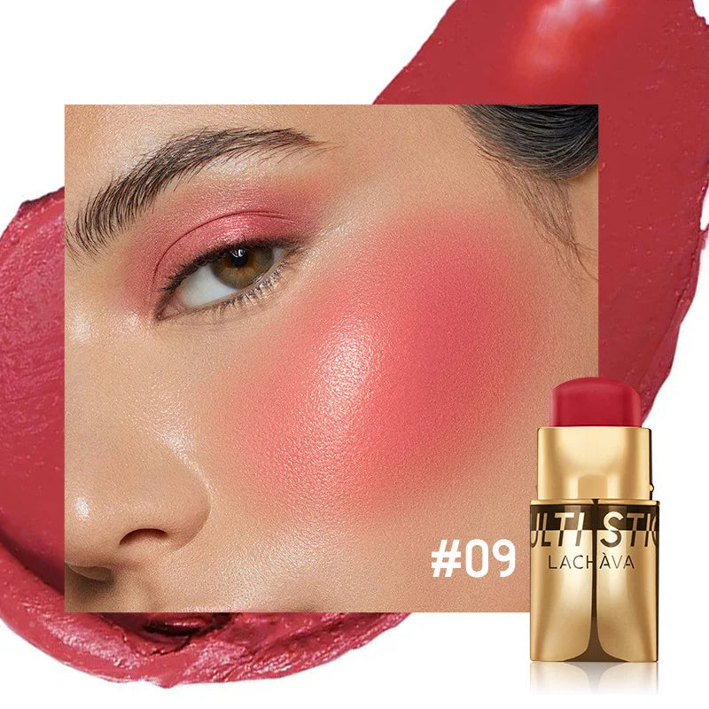 QiBest 3-in-1 Waterproof Blush Stick – Lips, Face & Eyes