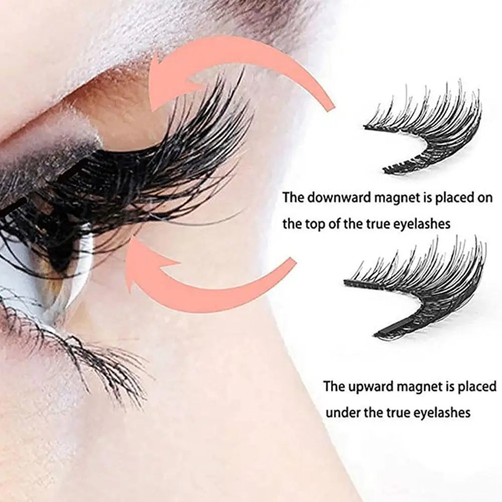 3D Magnetic Eyelashes Handmade Natural Magnetic False Eyelashes Reusable Magnetic Eyelashes Tweezers Set Peaceful Pleasures Health and Wellness