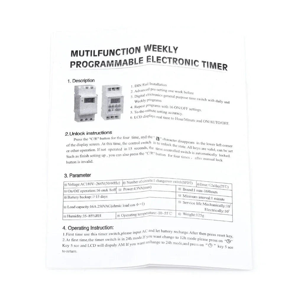 LCD Display Weekly Programmable Electronic Relay Time 16 OFF Timer