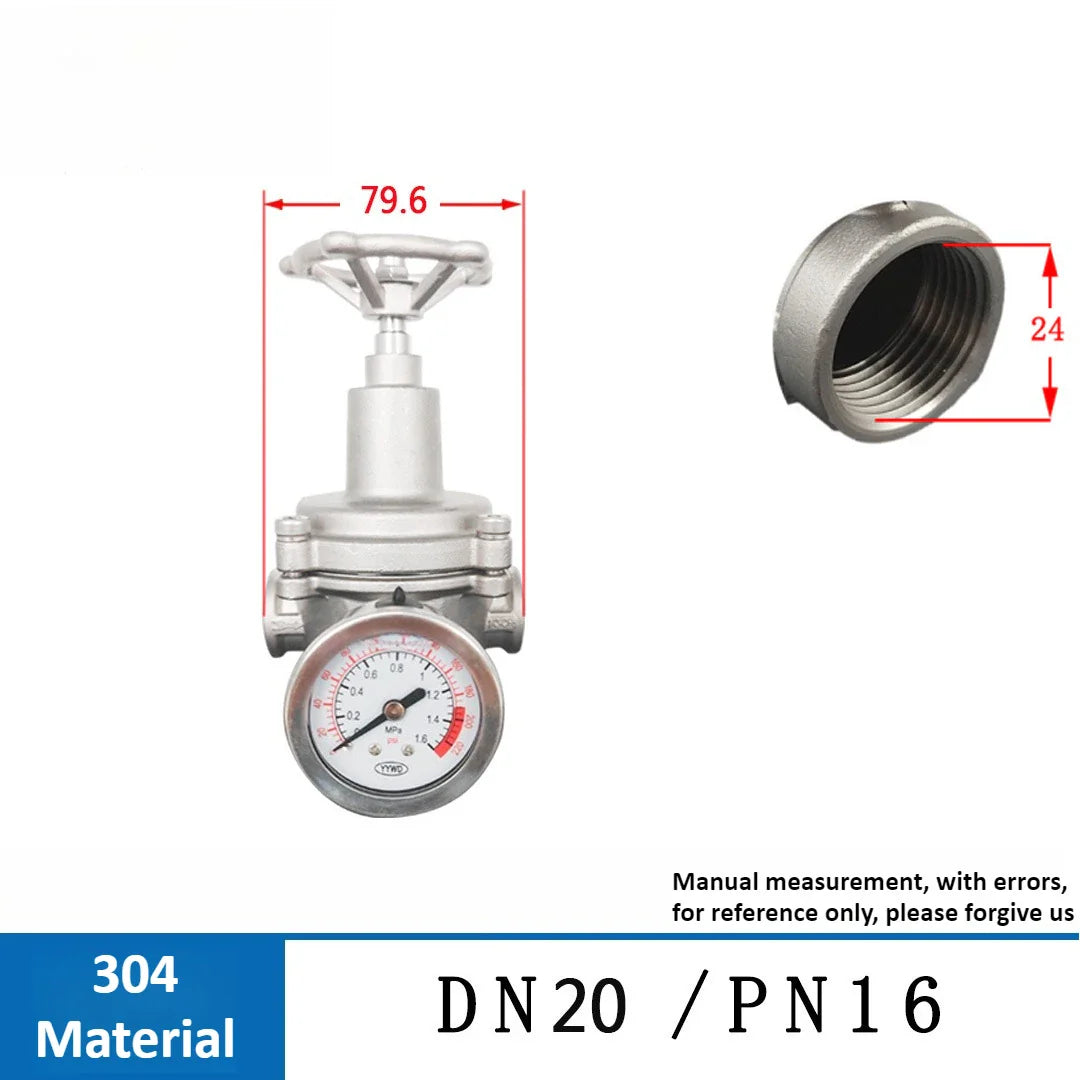 304 Stainless Steel Adjustable Pressure Reducing Valve – High Flow
