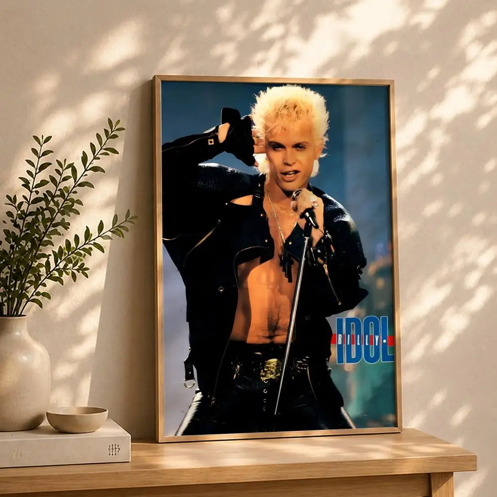 Singer B-Billy IdolS Poster HD Self Adhesive Waterproof Wall Art Ideal for Home Office Dorm Bedroom Great Gift Peaceful Pleasures Health and Wellness White3 30X40cmNoframe