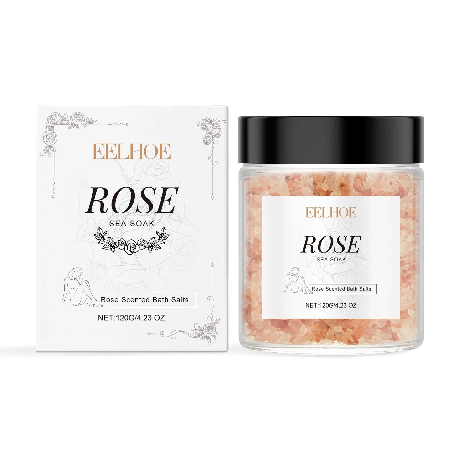 EELHOE Rose Bath Salts – Exfoliating, Pore-Minimizing, Stress Relief