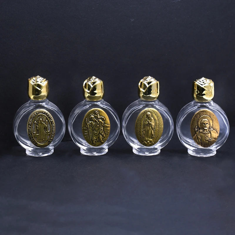 Beautiful Gold Rose Crystal Glass Empty Holy Water Jesus Bottle Religious Bottle Christian Baptism Supplies Gift Peaceful Pleasures Health and Wellness