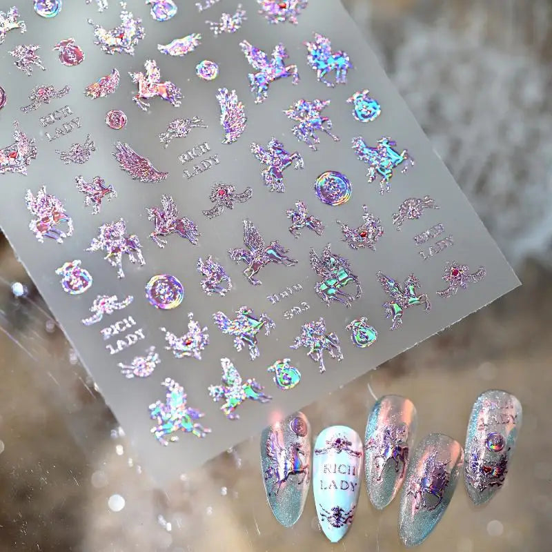 Light Luxury Dreamy Pony Nail Art Stickers Cartoon Year Of The Horse Nail Art Decals New Year DIY Nail Art Decoration Peaceful Pleasures Health and Wellness A2