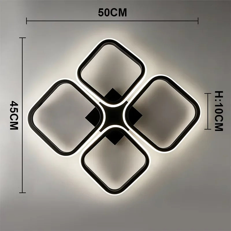 Modern Black Square LED Flush Mount Ceiling Light | RUNTOIN
