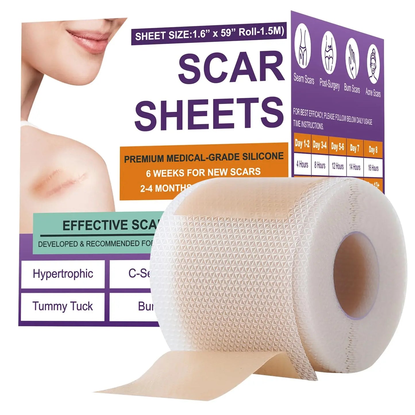 0.5M/1.5M/3M*4cm Silicone Scar Sheets Removal Strips Silicone Gel Scar Strip For Acne Keloid Surgery Burn Treatment Scar Patch Peaceful Pleasures Health and Wellness 1rollX1.5M