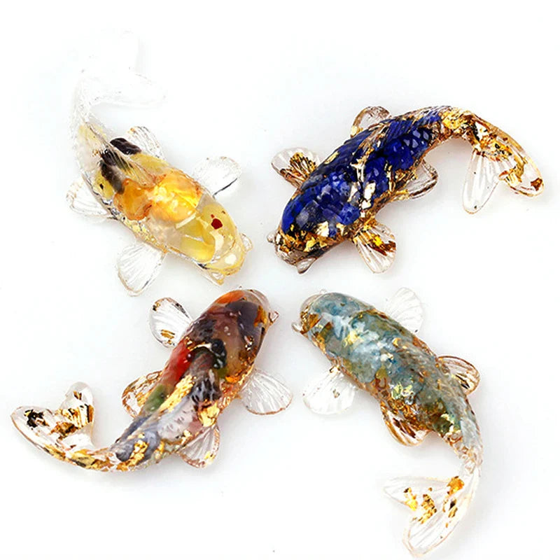Lucky Koi Fish Figurine – Crystal Epoxy Resin Desk Ornament