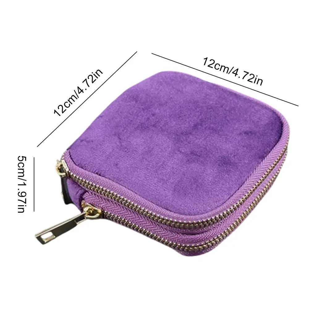 Velvet Travel Jewelry Pouch | Double Layer Zippered Organizer Jewelry Travel Organizer Peaceful Pleasures Health and Wellness Purple China Mainland