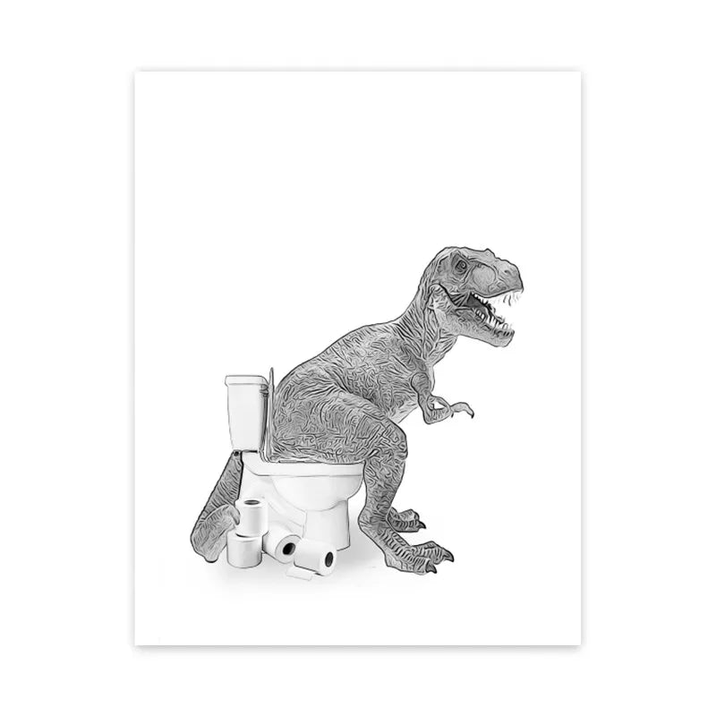 1pc frameless Canvas painting Cat Giraffe Dog Elephant Toilet Paper Bathtub Funny Bathroom Poster Print Canvas Painting Wall Peaceful Pleasures Health and Wellness