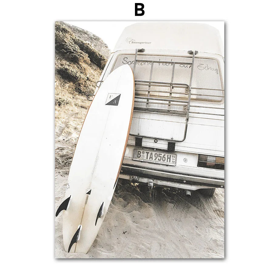 Summer Beach Canvas Wall Art | Surf Landscape Beige Poster Canvas Wall Art Peaceful Pleasures Health and Wellness T80480-02 20x30cm Unframed