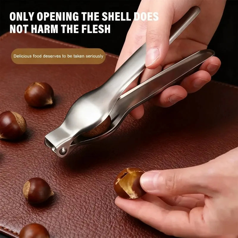 Stainless Steel Bottle Opener and Cutter for Home Use, Chestnut Tool, Kitchen Gadget, High Quality, 2 in 1 Peaceful Pleasures Health and Wellness
