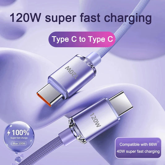 120W PD Type C Cable 0.25M/1M/1.5M/2M Quick Charge Cord USB C Phone Data Cable Fast Charging For iPhone 17 Xiaomi Samsung Huawei Peaceful Pleasures Health and Wellness