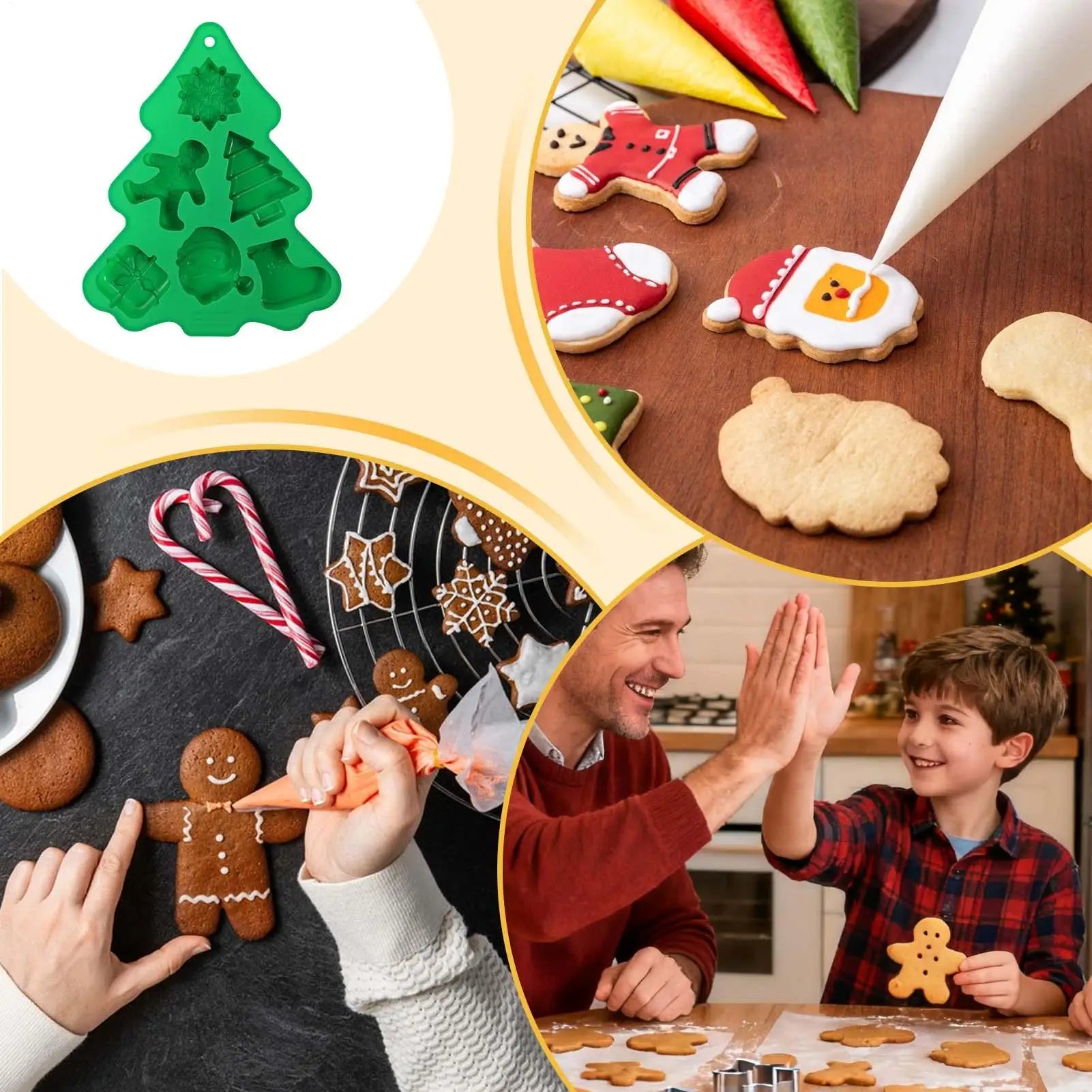 6-Cavity Christmas Tree & Santa Claus Silicone Mold, Flexible Baking Fondant Mold for Christmas Cookies, Cupcakes, Cake Decor Peaceful Pleasures Health and Wellness