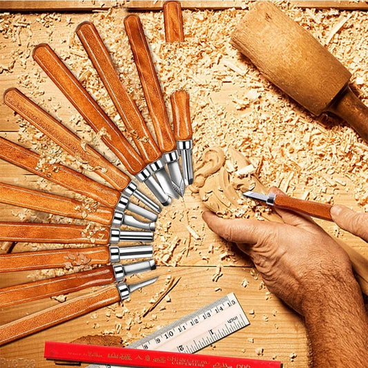 Wood Carving Chisel 12Pcs Art Knife Set HRC62 Multifunctional Handcraft Wooden Handle Cut Tools Organizer Parts Garden Crafts Peaceful Pleasures Health and Wellness