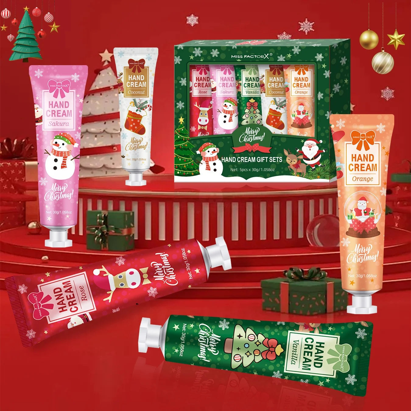 Christmas gift 5/box hand cream set, cream texture, hand cream travel pack, durable moisturizer-30g/piece gift for women Peaceful Pleasures Health and Wellness