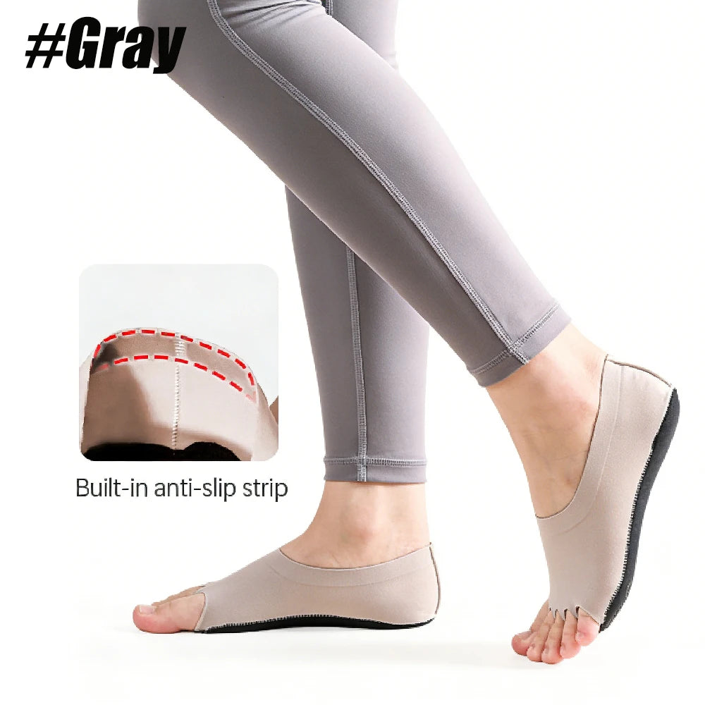 Women's Toeless Non-Slip Yoga Socks | Pilates, Ballet & Dance Non-Slip Yoga Socks Peaceful Pleasures Health and Wellness Gray-1Pair S