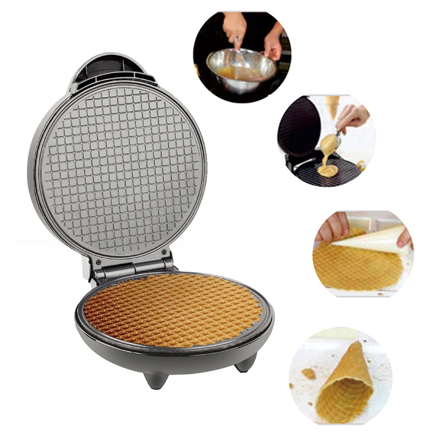 URGGU 1200W Nonstick Electric Ice Cream Cone & Waffle Maker