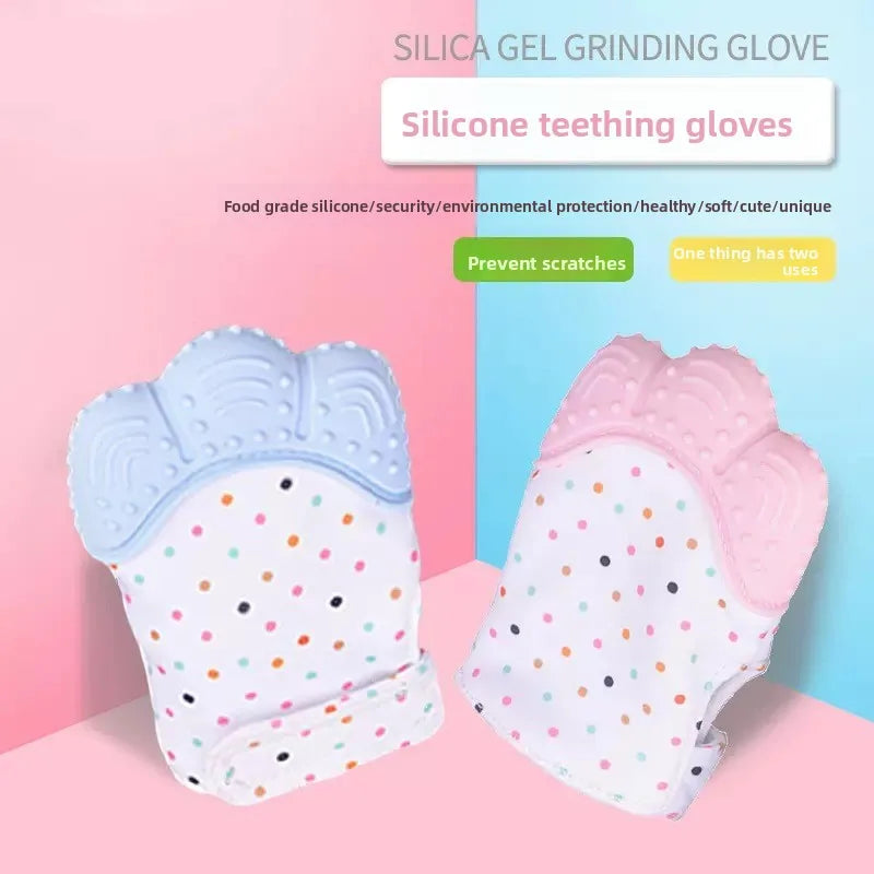 Soft Silicone Baby Tooth Glue Gloves Chewing Toy for Newborns Anti Biting Hand Gloves Teething Relief with Vocalize Design Peaceful Pleasures Health and Wellness