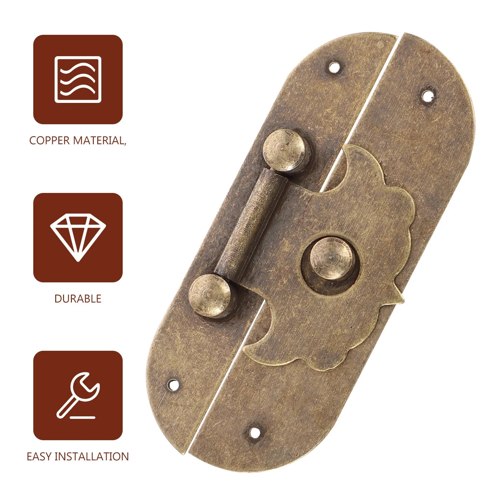 Copper Jewelry Box Buckle Latch Vintage for Wooden Case Suitcase Cabinet Jewelry Boxes Buckle Peaceful Pleasures Health and Wellness