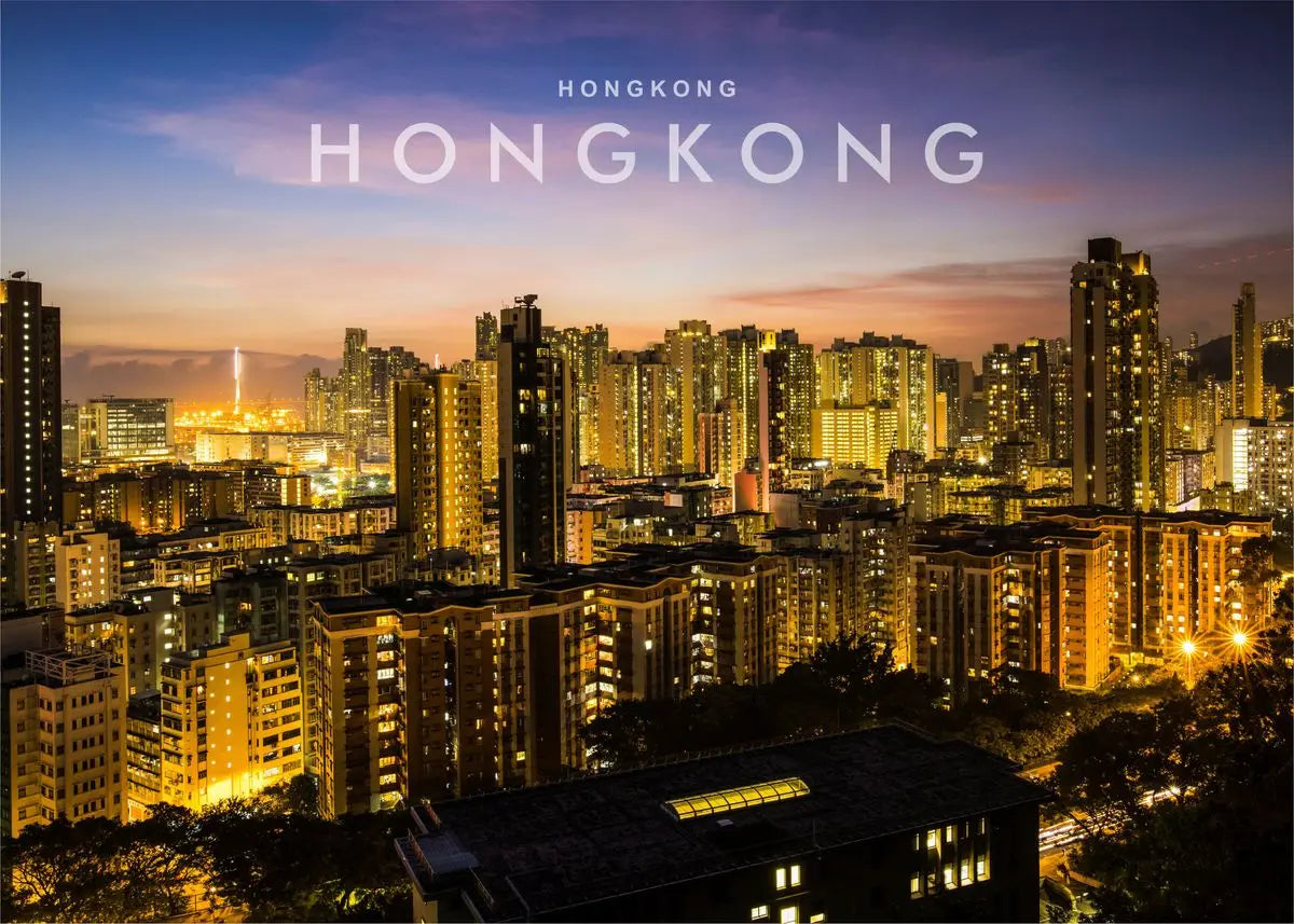 Hong Kong Night View Canvas Wall Art | Modern Cityscape Poster