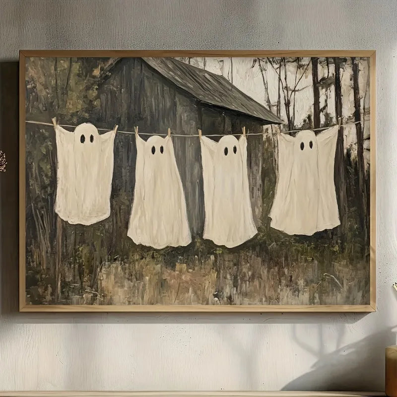 Halloween Ghost Fall Canvas Wall Art | Rustic Farmhouse Decor Canvas Wall Art Peaceful Pleasures Health and Wellness