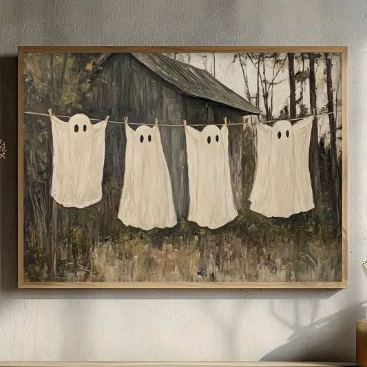 Halloween Ghost Fall Canvas Wall Art | Rustic Farmhouse Decor Canvas Wall Art Peaceful Pleasures Health and Wellness