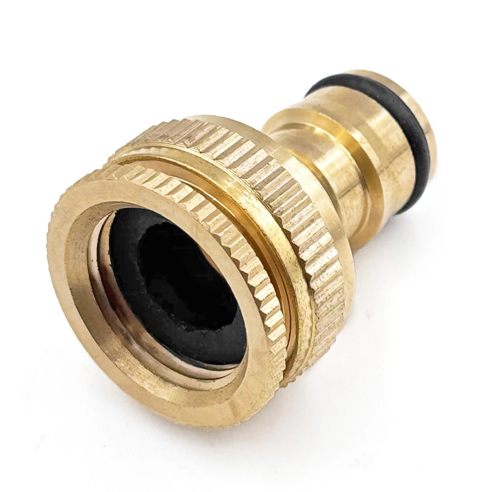 Brass Faucet Tap Connector Mixer Hose Adaptor Quick Connecter 1/2 3/4 Copper Hose Coupling Adapter Garden Watering Fittings Tool Peaceful Pleasures Health and Wellness 1PCS