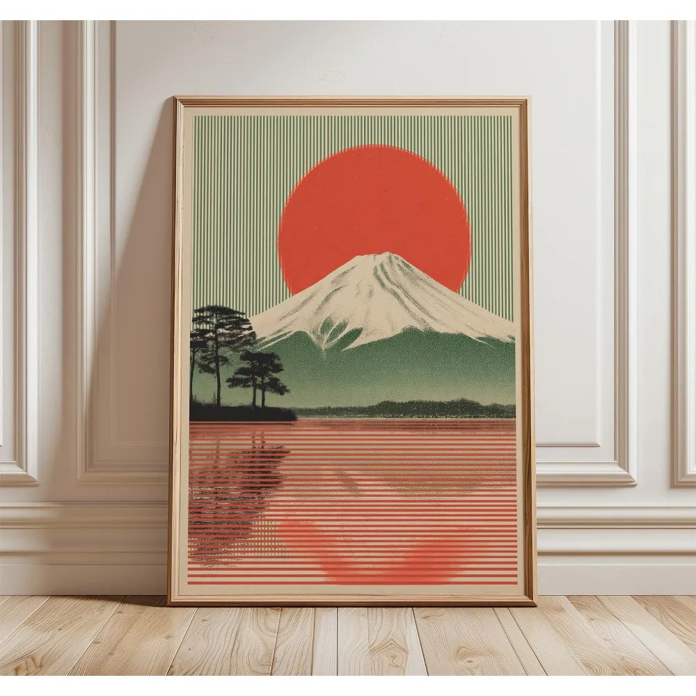 Japanese Tree Retro Landscape Wall Art Poster | Frameless Print