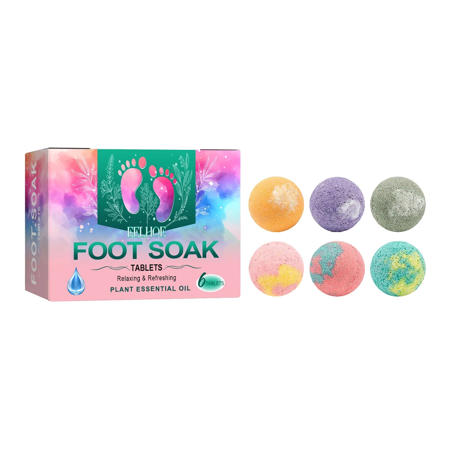 Eelhoe Bubble Foot Bath Bombs – Exfoliating Spa Set 6pc Foot Bath Bombs Peaceful Pleasures Health and Wellness