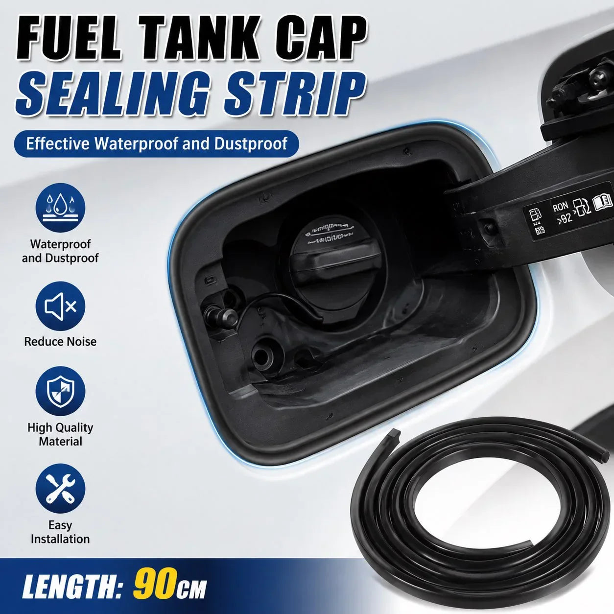 90cm Universal Fuel Tank Cap Rubber Seal Strip | Waterproof