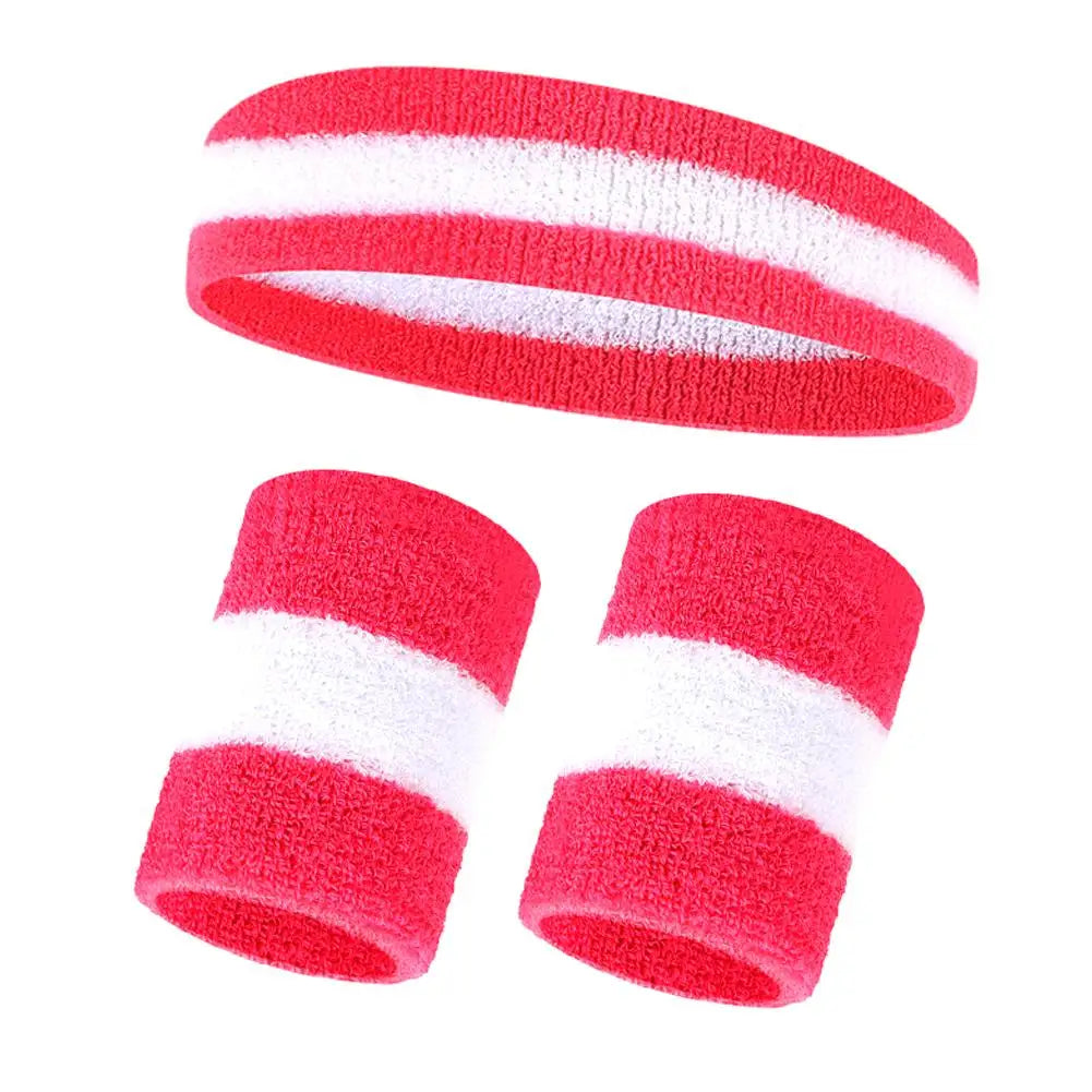 Cotton Sports Headband & Wristband Set | Moisture Wicking