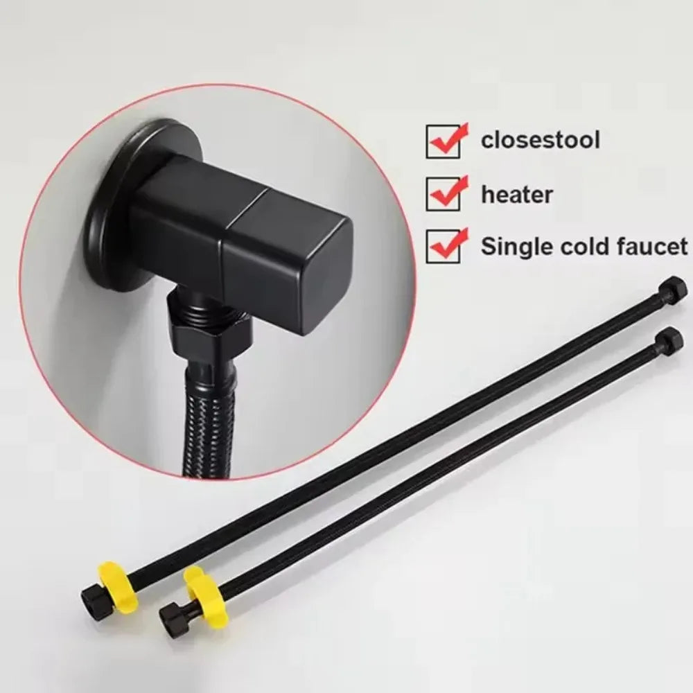 Black Pipe Water Supply Hose Faucet Water Heater Water Pipe Heater Pipe Toilet Connection Water Inlet Pipe 30-80cm Fittings Peaceful Pleasures Health and Wellness