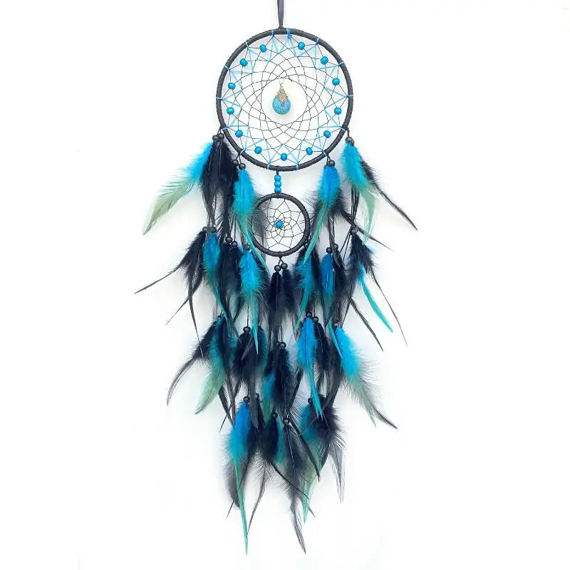 Hand-Woven Dreamcatcher with Feathers & Crystals | Boho Decor