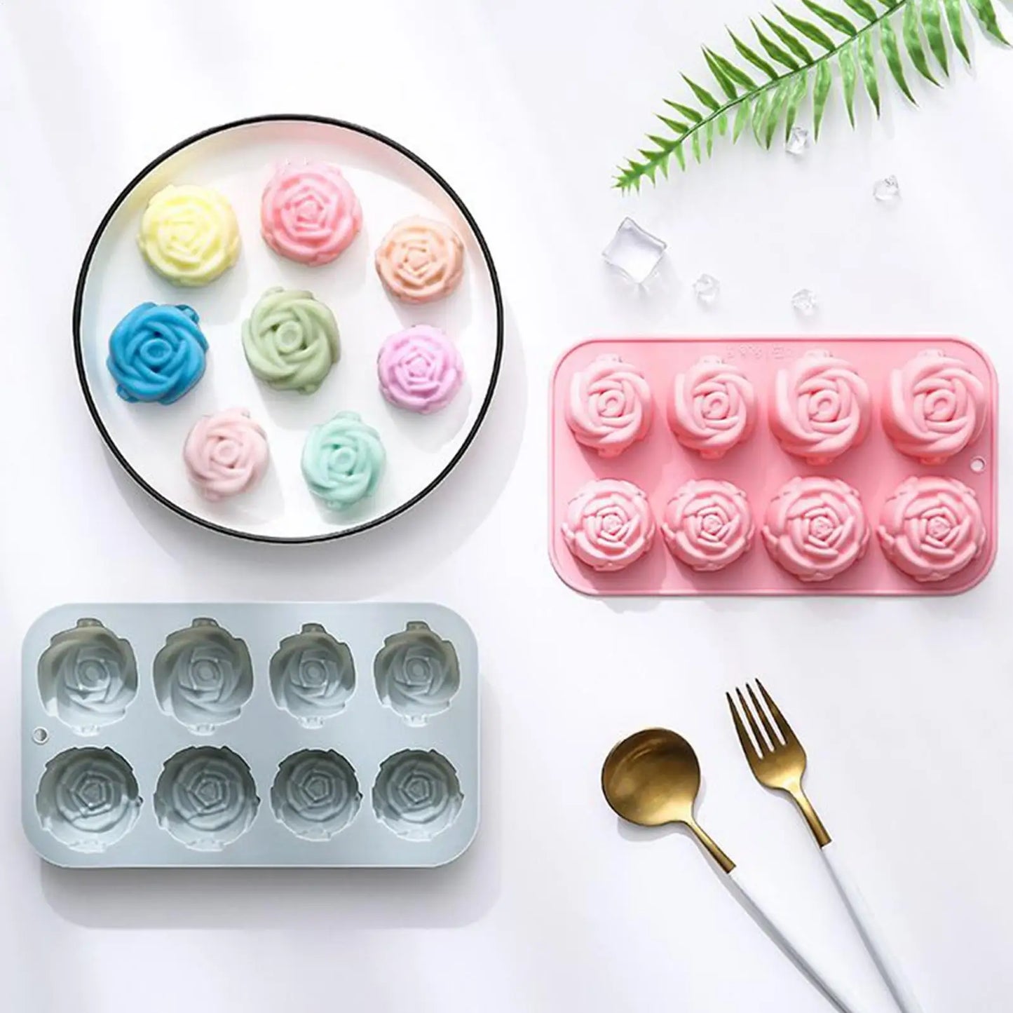8-Cavity Rose Silicone Mold – Baking, Soap, Candle & Chocolate