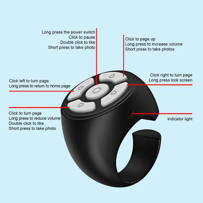 Bluetooth Ring Finger Remote Control for Phone & Video