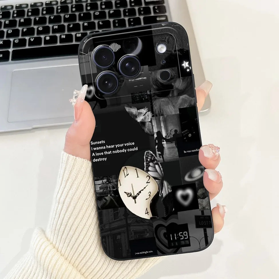 iPhone 17 Pro Silicone Case | Cute Kawaii Floral Painted Cover