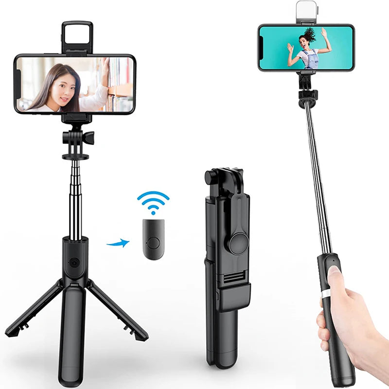 New Bluetooth Selfie Stick Mobile Phone Holder Retractable Portable Multifunct-ional Mini Tripod with Wireless Remote Shutter Peaceful Pleasures Health and Wellness