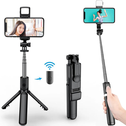 New Bluetooth Selfie Stick Mobile Phone Holder Retractable Portable Multifunct-ional Mini Tripod with Wireless Remote Shutter Peaceful Pleasures Health and Wellness