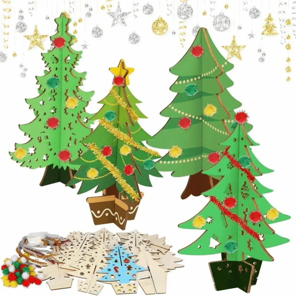 70-Piece DIY 3D Christmas Tree Craft Set – Family Activity Kit
