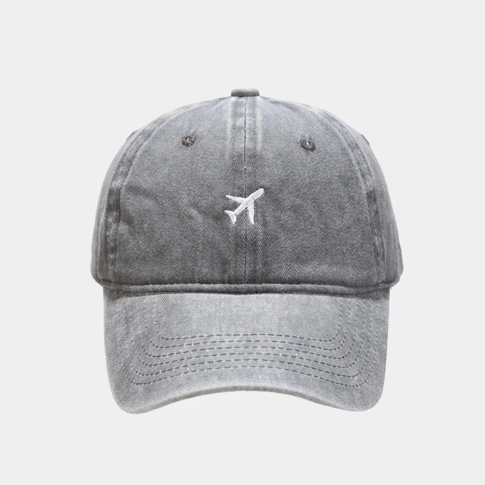 Airplane Embroidered Washed Cotton Baseball Dad Hat | Unisex