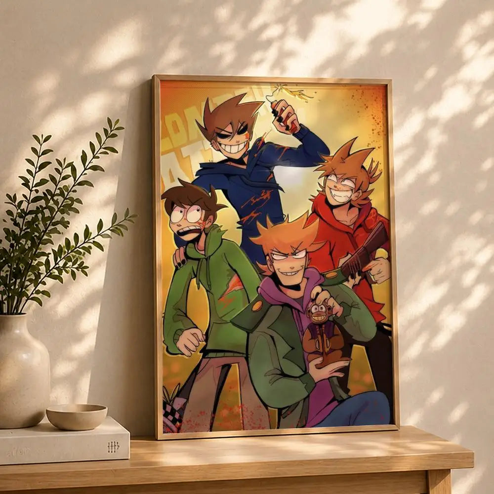 Eddsworld Cartoon Poster HD Self-Adhesive Waterproof Wall Art Wall Art Poster Peaceful Pleasures Health and Wellness White12 15X20cmNoframe