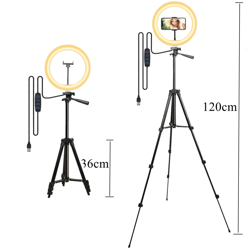 LED Ring Light with Tripod & Phone Holder | VeFly 26cm
