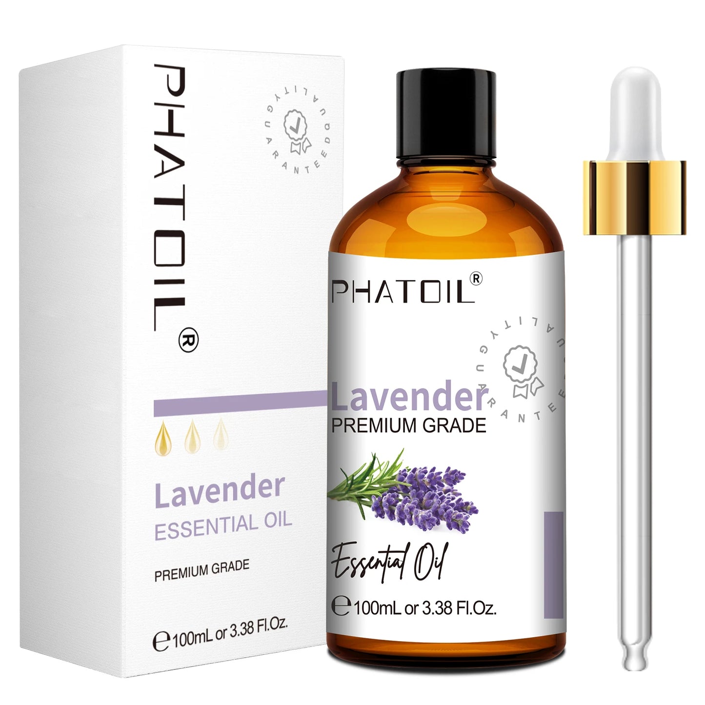 PHATOIL 100ml Pure Essential Oil For Diffuser,Candle Making-Lavender Sandalwood Eucalyptus Peppermint Cinnamon Vanilla Oils Peaceful Pleasures Health and Wellness Lavender 100ml
