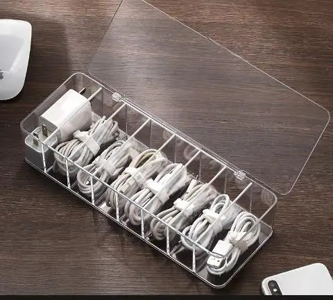 Dust Proof Storage Cable Box, Hub Organizer Box, Desktop Data Cable Storage Box, Mobile Phone Charging Cable, Power Cord Buckle Peaceful Pleasures Health and Wellness Eight grid lid