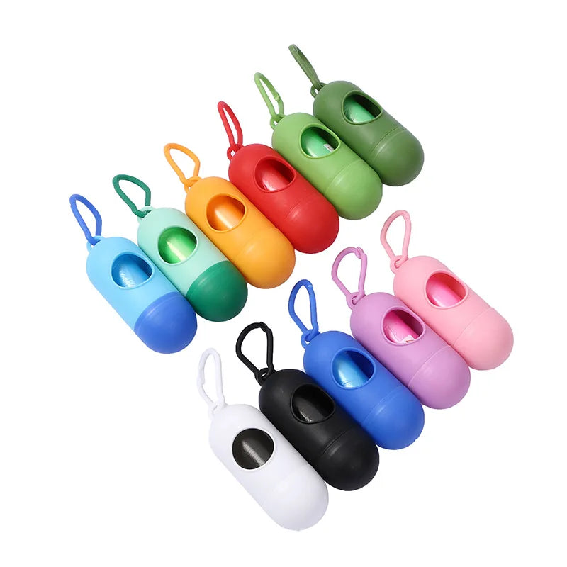 Portable Pet Waste Bag Dispenser Pill Shape Bullet-Shaped Garbage Box Cats Dogs Poop Extractive Clean-up Bags Outside Walking Peaceful Pleasures Health and Wellness