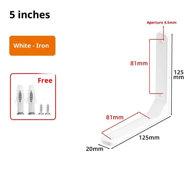 1PC Wall Mounted Shelf Angle Brackets Industrial Floating L Shelf Bracket Thick Heavy Duty Peaceful Pleasures Health and Wellness 1pc White 125x125mm