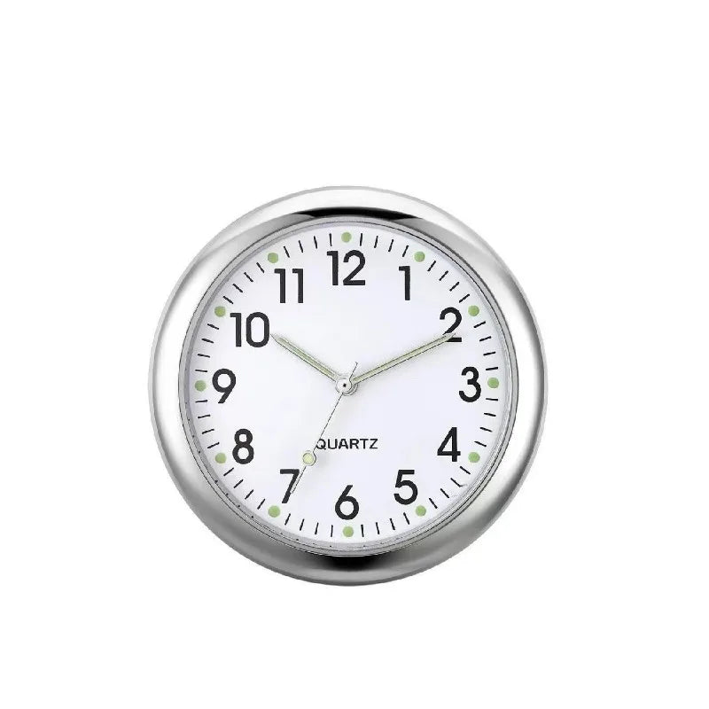 1pc Glow Decorative Clock Car Clock Mini Quartz Analog Car Dashboard Time Stick-On Clock Watch for Car Decoration Exclusive Peaceful Pleasures Health and Wellness White